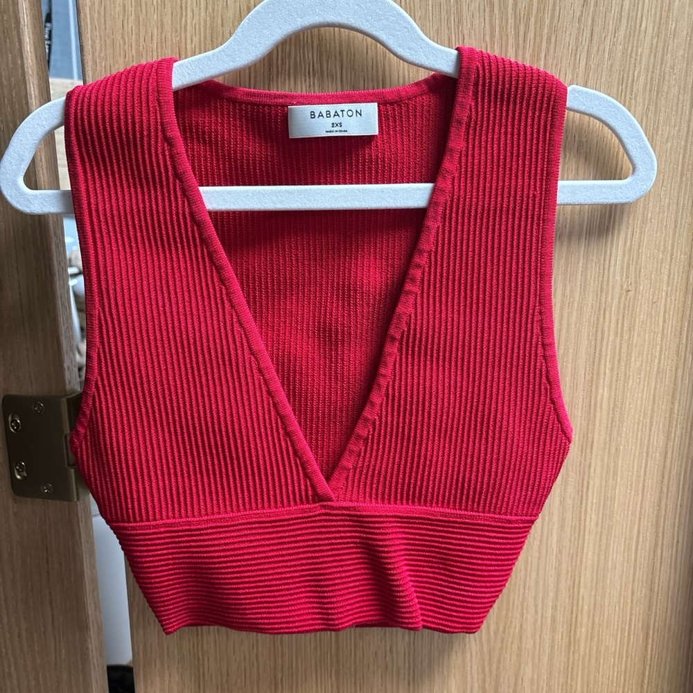 Babaton Women's Red Ribbed Top